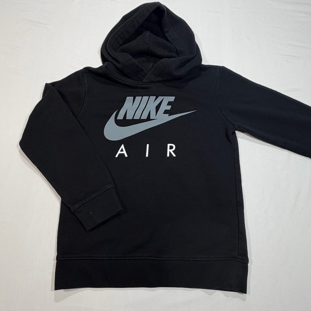 Nike Air Black Youth Boys Hoodie Sweatshirt  with White Label Logo Size 6-7